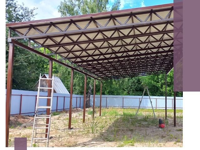 Односкатные навесы под ключ в Канаше — изготовление и монтаж