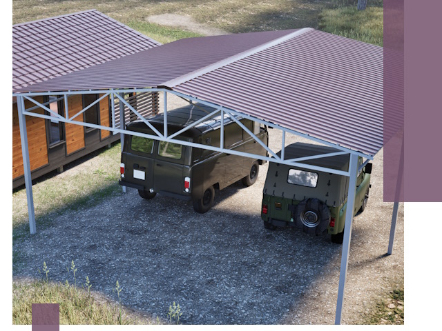 Двускатные навесы под ключ в Канаше — изготовление и монтаж